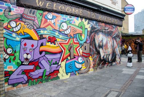 Graffiti, Infrastructure, Wall, Street, Street art, Paint, Mural, Art, Azure, Artwork, 