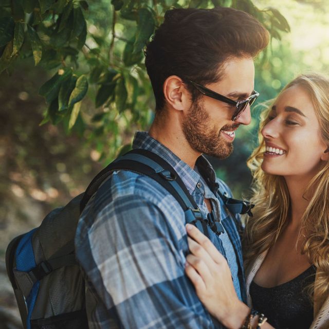 Ear, Plaid, Tartan, Shirt, Happy, People in nature, Interaction, Honeymoon, Love, Romance, 