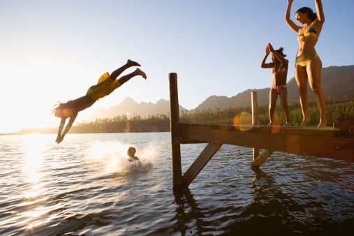Human, Fun, Recreation, Water, Leisure, Happy, People in nature, Summer, Vacation, Jumping, 