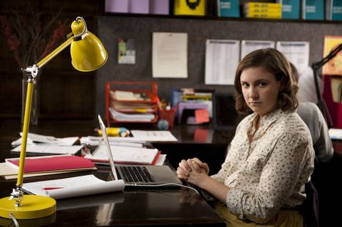 Lena Dunham at Desk