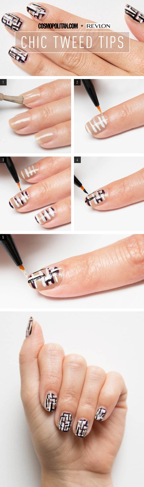 Nail Art How-To: Chic Tweed Tips