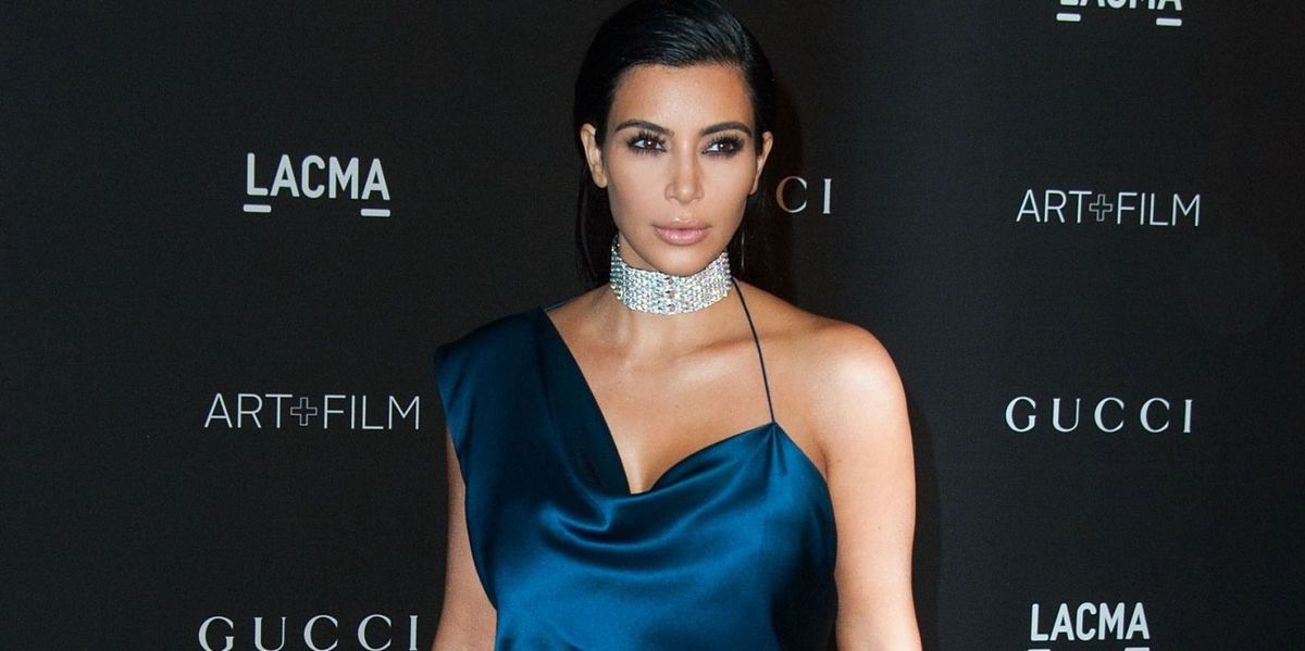 Kim Kardashian Shimmers In A Slinky Blue Gown