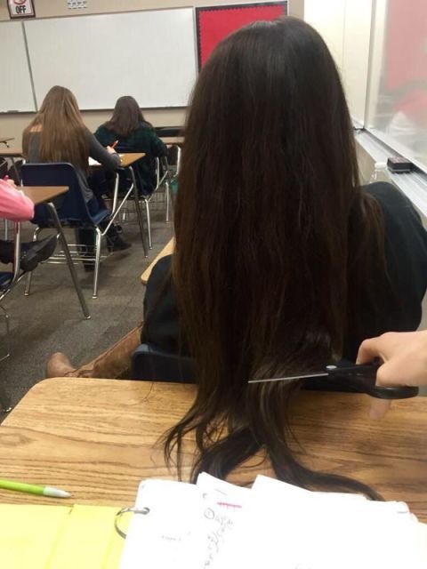 World's Worst Dude Cuts the Hair of Girl Sitting in Front of Him