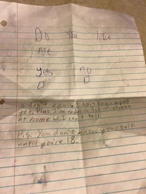 11-Year-Old Girl Sends Boy Note to Ask if He Likes Her, Gets This Back