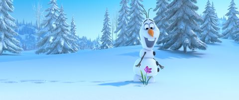 Winter, Snowman, Freezing, Snow, Woody plant, Animation, Evergreen, Frost, Pine family, Fictional character, 