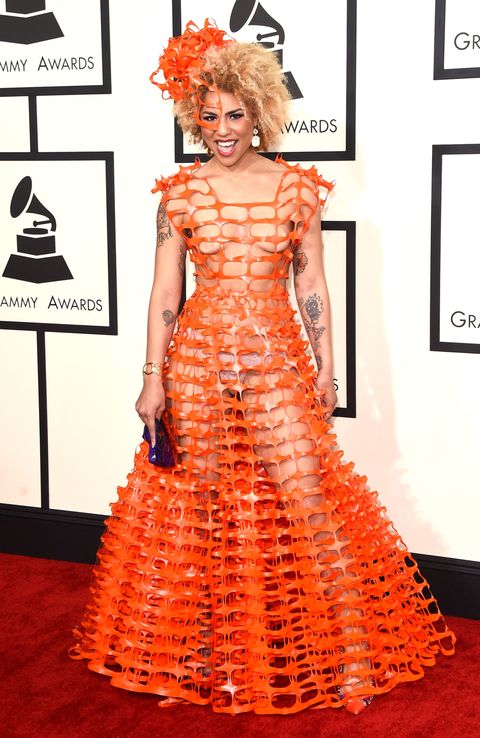 Someone Wore That Orange Mesh Plastic Fencing to the Grammys 