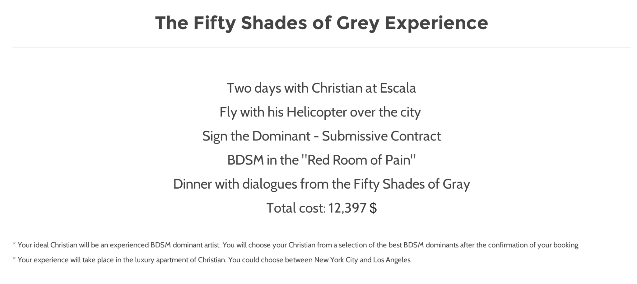 what food list fifty shades of grey contract