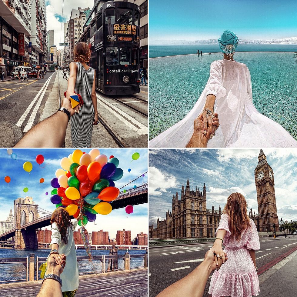 Human, Photograph, Tourism, Summer, Dress, Travel, Street fashion, Collage, Aqua, Photography, 