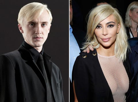 tom felton is pretty sure kim kardashian dyed her hair blonde