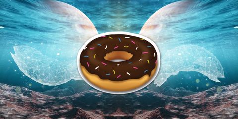 Doughnut, Space, Ingredient, Dessert, Baked goods, Animation, Snack, Ciambella, Fast food, Graphics, 