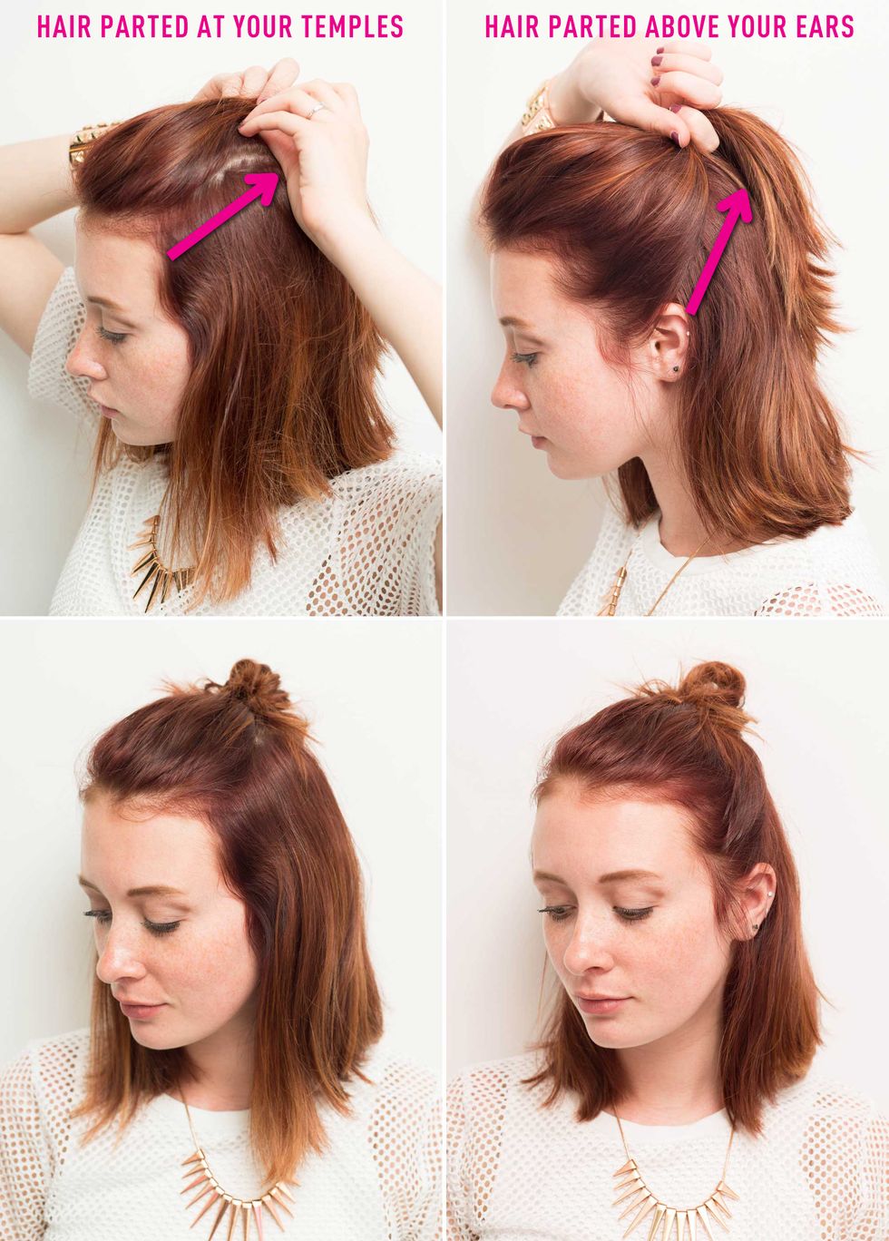 Image of Half bun hairstyle for short hair