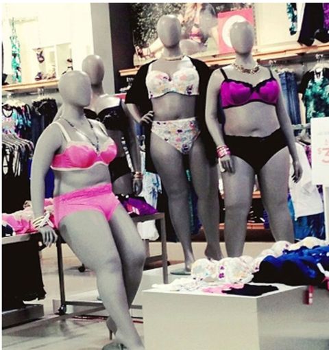Mannequin, Pink, Undergarment, Thigh, Lingerie, Hip, Tights, Display window, Retail, Brassiere, 