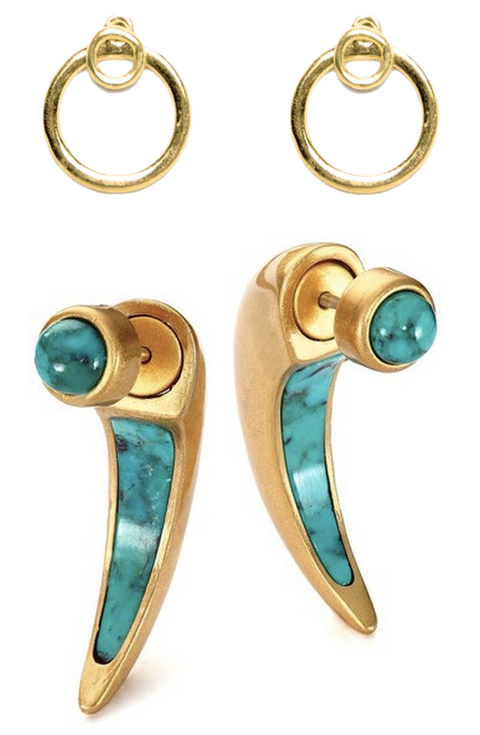 Yellow, Teal, Turquoise, Metal, Fashion accessory, Aqua, Natural material, Earrings, Body jewelry, Circle, 