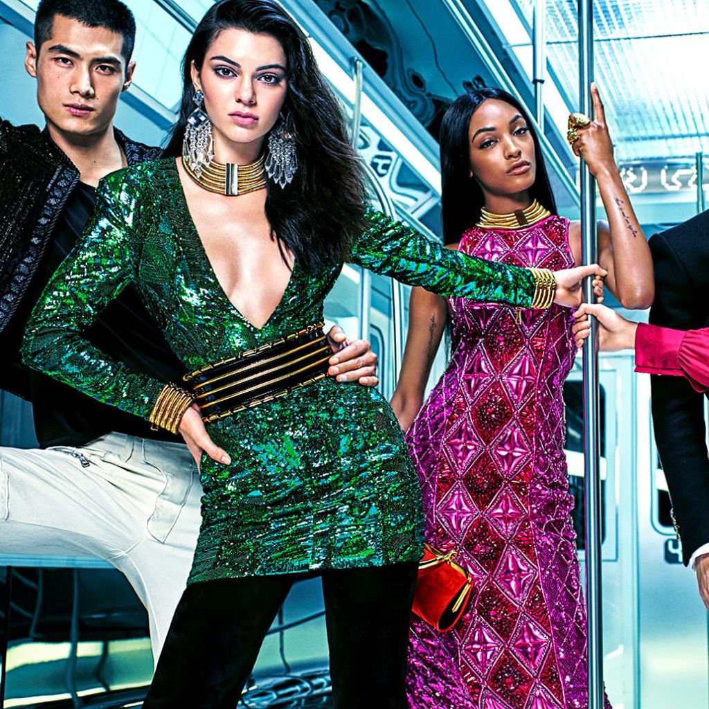 balmain h&m green dress