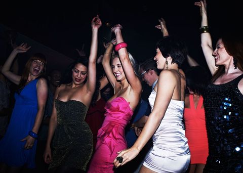 Arm, Fun, Social group, Dress, Hand, Strapless dress, Facial expression, Formal wear, Cocktail dress, Party, 
