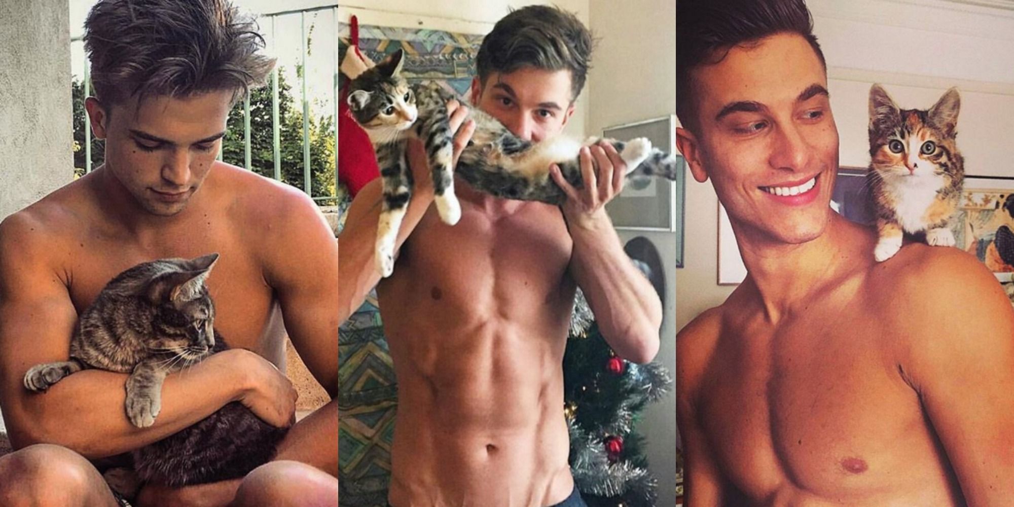 Image result for sexy guy with kitten