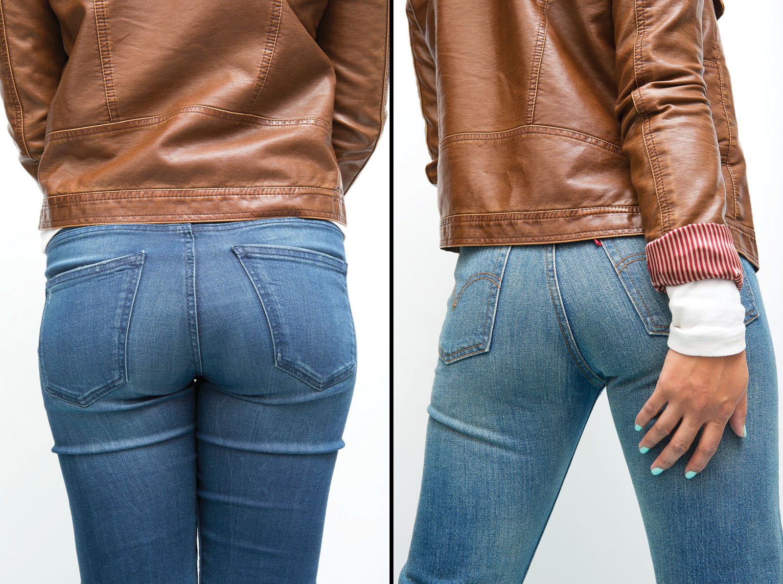 Young babe with sexy butt takes her tight jeans