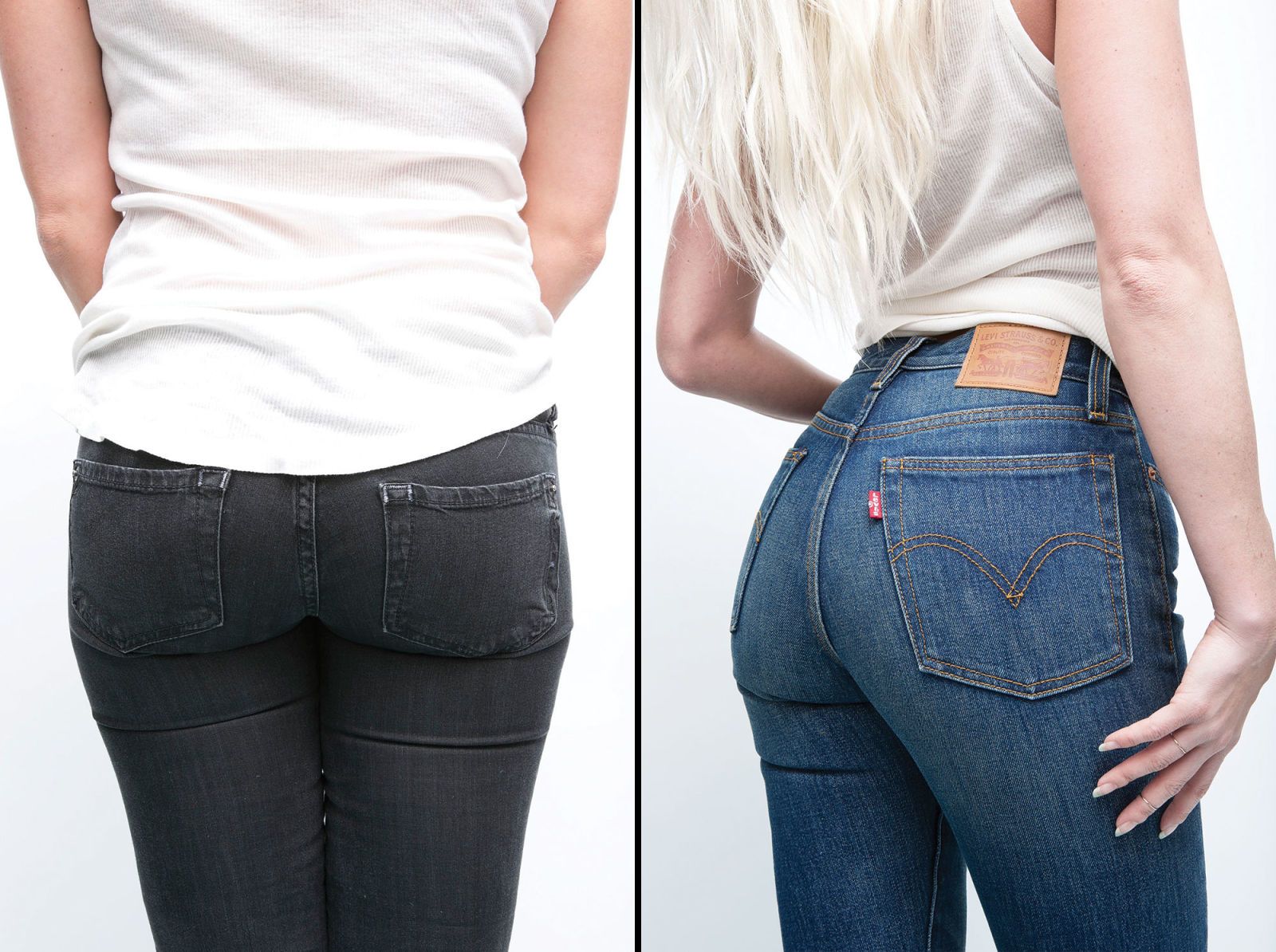 Young babe with sexy butt takes her tight jeans