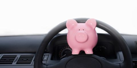 Pink, Steering part, Steering wheel, Snout, Windshield, Toy, Suidae, Domestic pig, Automotive window part, Piggy bank, 