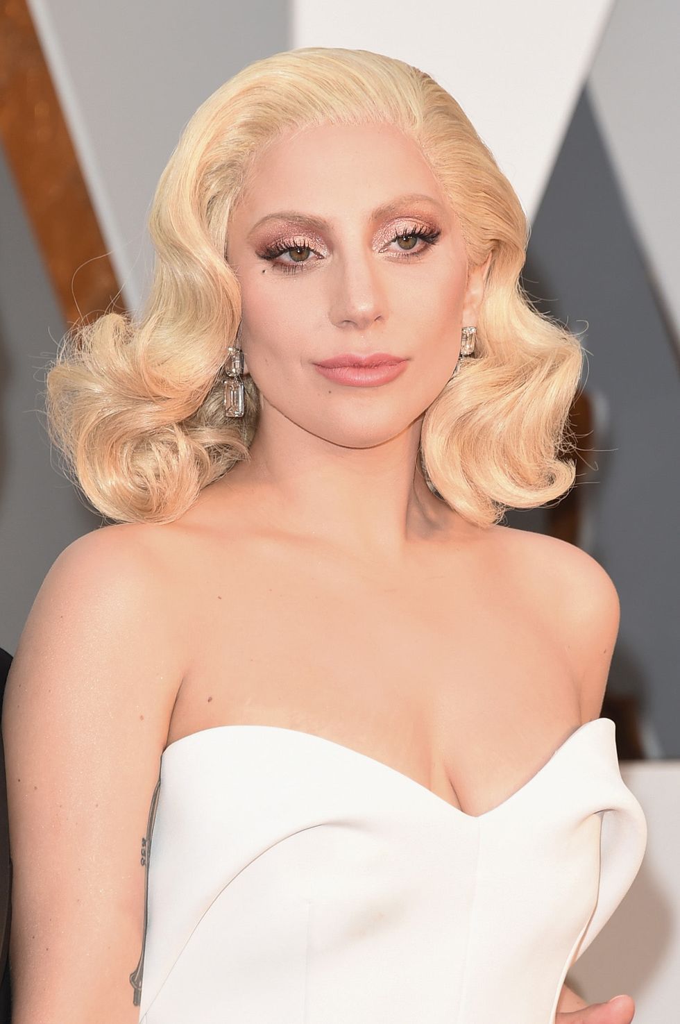 Lady Gaga in White Brandon Maxwell Dress at the 2016 Oscars