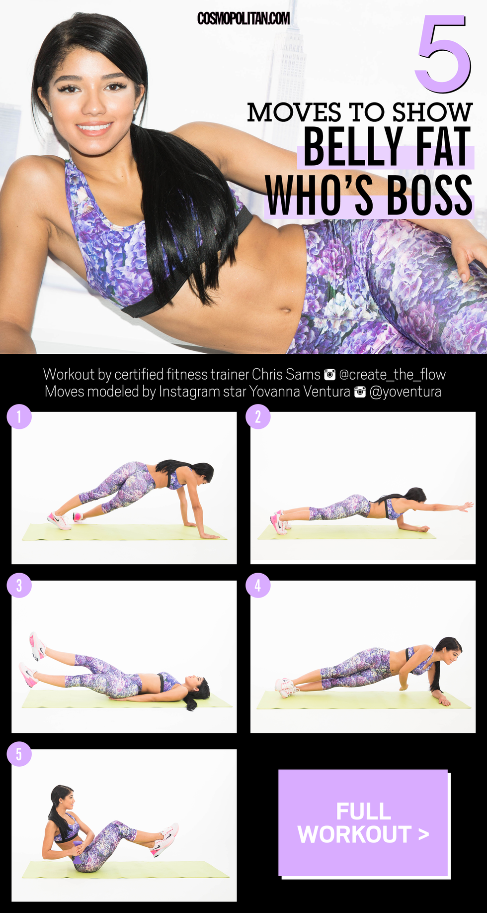 Yovanna Ventura Abs Workout - 5 Exercises to Burn Off Belly Jiggle