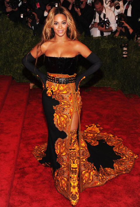 Beyoncé Knowles In Peach Latex Dress At The 2016 Met Gala