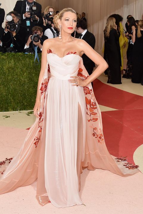 Blake Lively in Pink Burberry Dress at the 2016 Met Gala