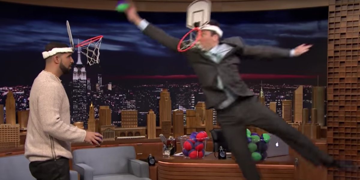 Drake and Jimmy Fallon Took Turns Throwing Balls at Each Other's Faces