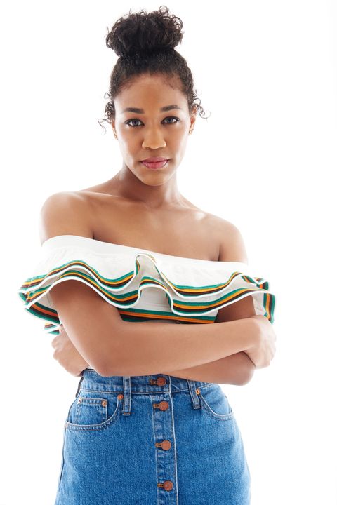 <p>...Then show off that clavicle with one of this season's trend-setting shoulder-baring tops. Make the flirty look even more fab by applying a touch of highlighter to the collarbone.</p><p><strong><br></strong></p><p><strong>NIA PORTER, 22, Fashion Writer: <i></i></strong><em>"I'm usually not a fan of showing a lot of skin, but I love an off-the-shoulder top for summer. There's something so regal and graceful about revealing your shoulders and collarbone. This top is sexy yet subtle, and the ruffles add just the right amount of movement."</em></p><p><br></p><p><em></em>On Nia: MSGM Off the Shoulder Ruffle Top, $545, <a href="http://shop.nordstrom.com/s/msgm-off-the-shoulder-ruffle-top/4278956?&cm_mmc=Mindshare_Nordstrom-_-MayWAP-_-Hearst-_-proactive" target="_blank">nordstrom.com</a>; Madewell Button Front Denim Midi Skirt, $88, <a href="http://shop.nordstrom.com/s/madewell-button-front-denim-midi-skirt/4320475?&cm_mmc=Mindshare_Nordstrom-_-MayWAP-_-Hearst-_-proactive" target="_blank">nordstrom.com</a></p>