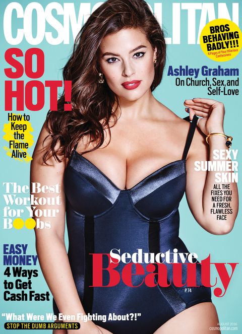 Interracial Magazine Covers - Ashley Graham on August 2016 Cosmopolitan Cover - Cosmo ...