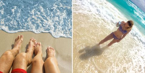 Body of water, Fun, Human leg, Toe, Summer, People in nature, Beach, Barefoot, Vacation, Sand, 