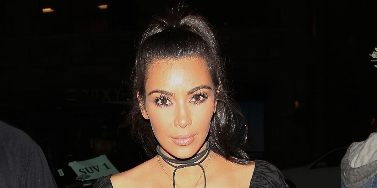 Kim Kardashian Wears Black Leather Corset Dress In San Diego