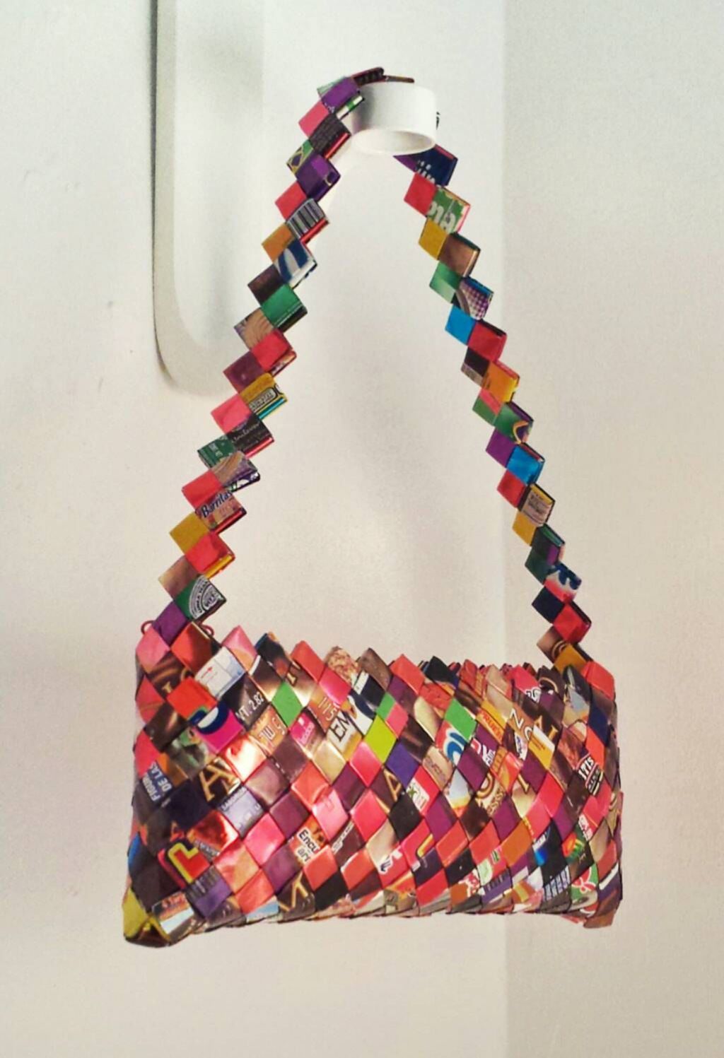 CANDY WRAPPER - Woven Shoulder Bag / Purse - Multicolor RECYCLED Paper  Handmade | eBay