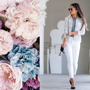 Eyewear, Glasses, Petal, Trousers, Sunglasses, Flower, Outerwear, Pink, Style, Bouquet, 