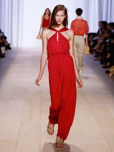 This red-hot halter dress from Tommy Hilfiger looks like something right out of Studio 54. Keep it casual by pairing it with flats and minimal accessories, or dress it up with platforms and chunky bracelets.