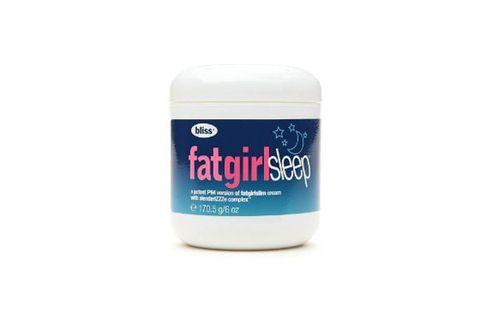 <p>Give your skin a full night's sleep with this supercharged sister to Bliss's famed FatGirlSlim. Formulated with an encapsulated complex of sacred lotus flower, red algae extract, and soothing lavender, this ultra-rich cream promotes a sleep-friendly environment and helps make the most of your body's overnight resting time.</p>
<p>Bliss FatGirlSleep, $38, <a href="http://www.sephora.com/fatgirlsleep-P209125?skuId=1083914" target="_blank">sephora.com</a></p>