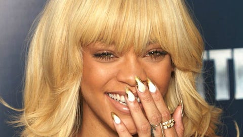 Rihanna Hair And Makeup Trends Beauty Style P The Ultra Pointy Mani Style Isn T At All Practical Getty Imagesgetty Images Stiletto Nails