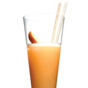 Liquid, Drink, Tableware, Peach, Amber, Orange, Tan, Juice, Drinking straw, Ingredient, 