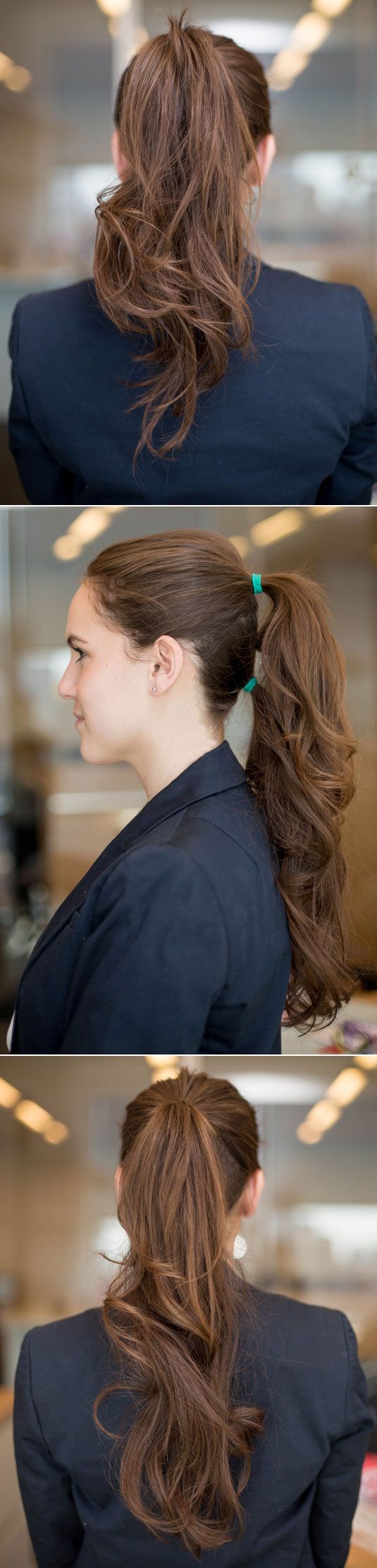 Hair, Hairstyle, Long hair, Beauty, Chin, Brown hair, Shoulder, Chignon, Blond, Ponytail, 