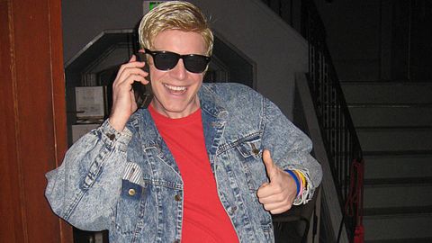 10 different people all trying one great idea: 90s heart throb ZACK MORRIS. Acid wash jeans, a 'preppy' shirt, gigantic phone & poofy blonde hair.<p>But really: zack morris is too beautiful for an introduction
