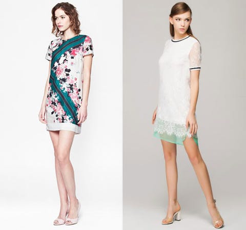 Floral Shift Dress FRENCH CONNECTION 198 White and Green Lace Dress FRONT ROW .