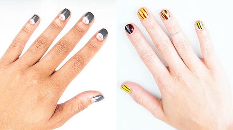 2 Nail Art Tutorials Half Moon Manicure And Striped Nails How Tos 2 Nail Art Tutorials Half Moon Manicure And Striped Nails How Tos
