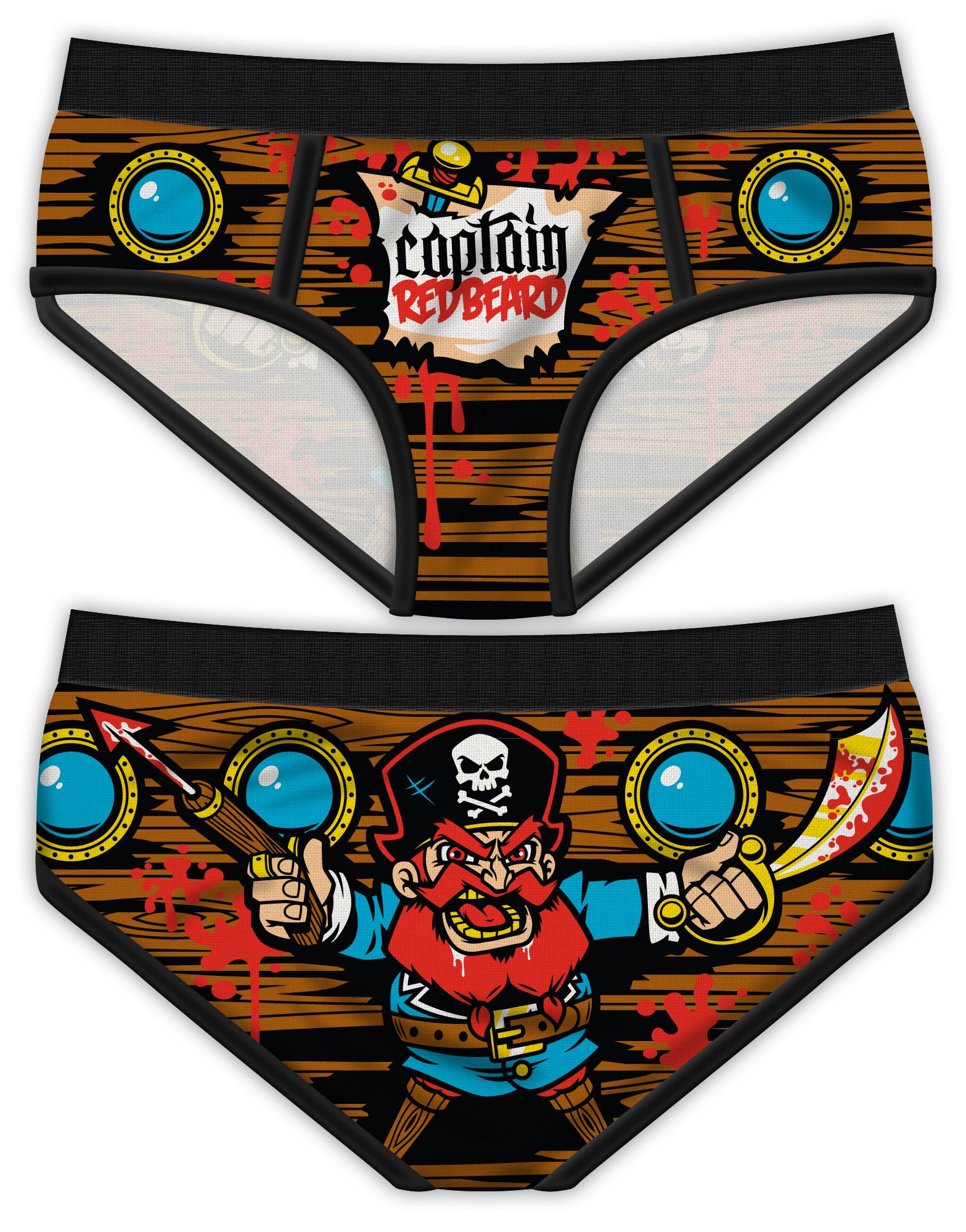 Harebrained Period Panties - Captain Redbeard Pirate Themed Underwear -  XXXL
