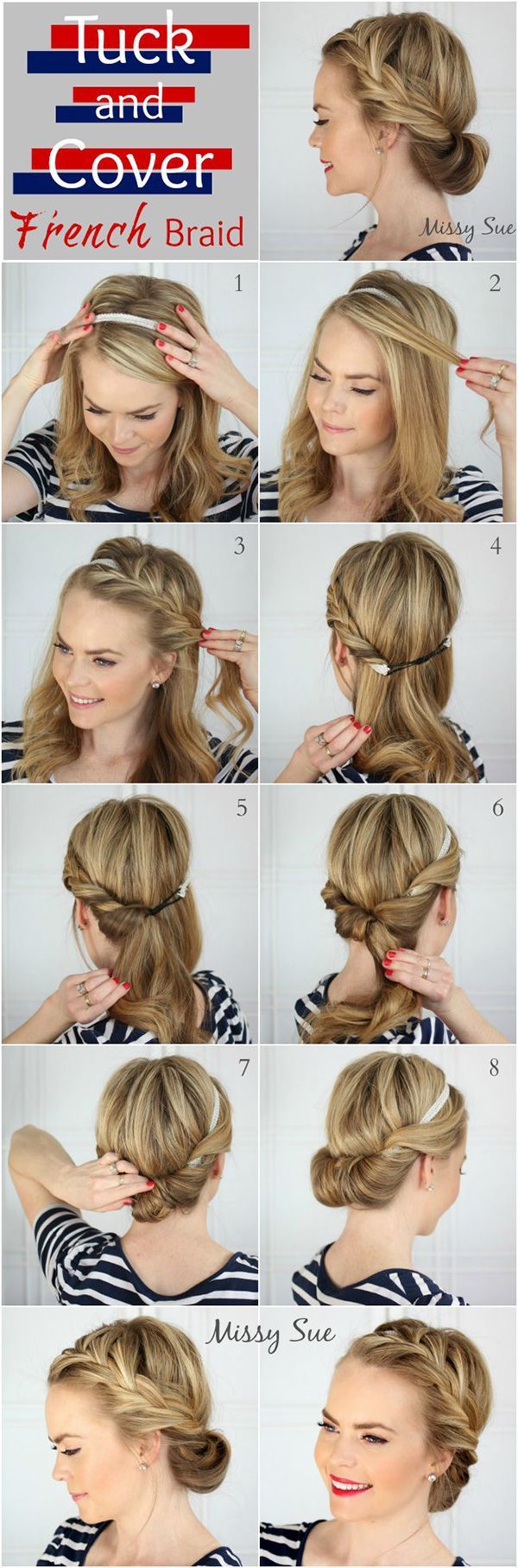 simple twisted hairstyle tutorial step by step. Easy hairstyle for long  hair. Pony tail with braid. Hair tutorial Stock Photo - Alamy