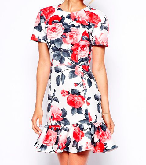 Floral Peplum Hem Dress