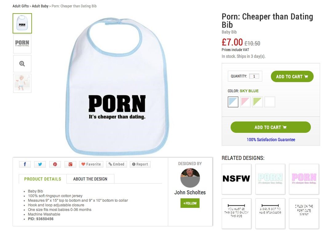 Online retailer Cafe Press slammed for selling sexually explicit baby  clothes