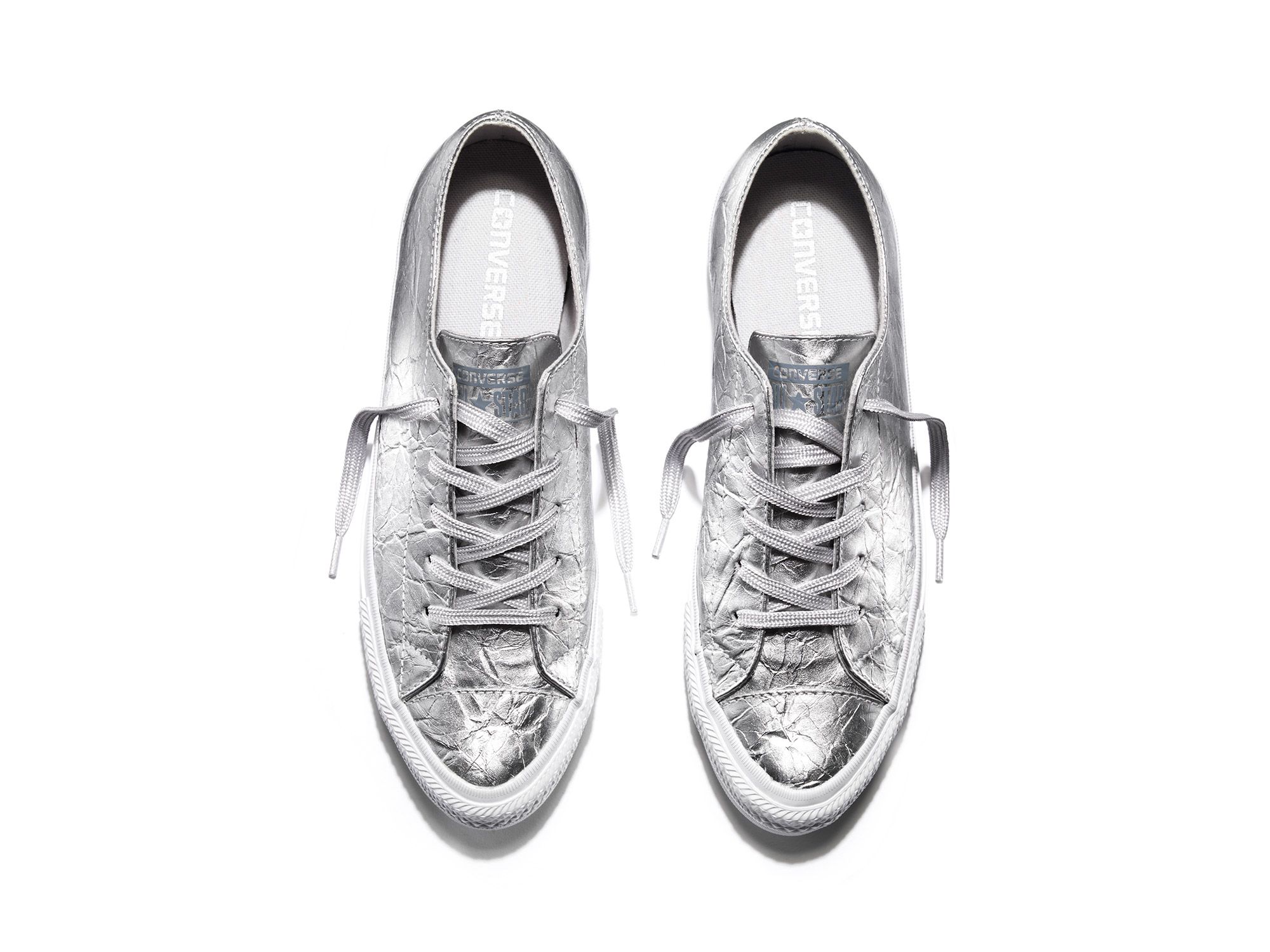 Downtown white/silver trainer  Silver trainers, Black leather
