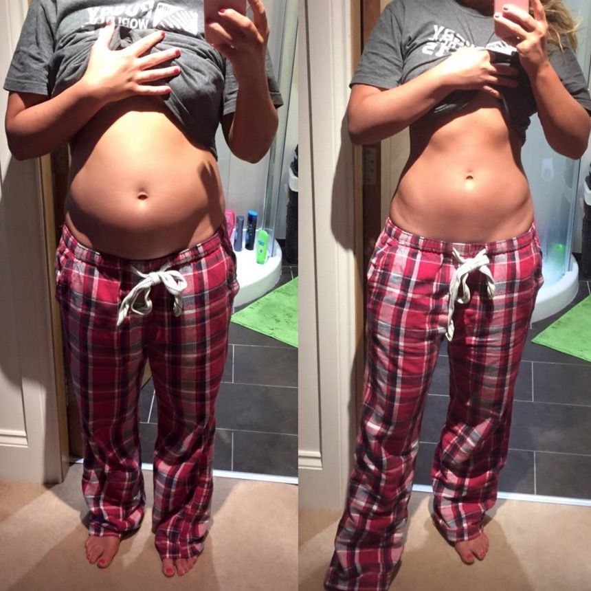Fitness blogger Tiffany Brien shares bloating photographs to show how much  it can affect your body