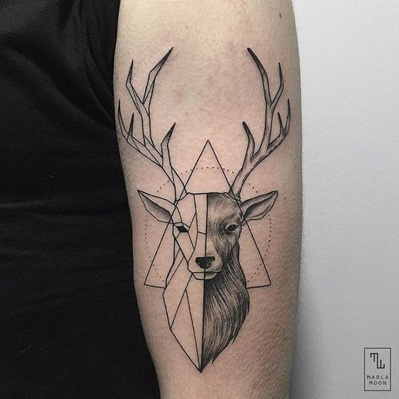 Bambi Black Geometric Deer Nature Temporary Tattoo | Geometric tattoo,  Tattoos, Tattoo designs