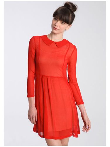 Daring and demure red lace peter pan collar outlet dress